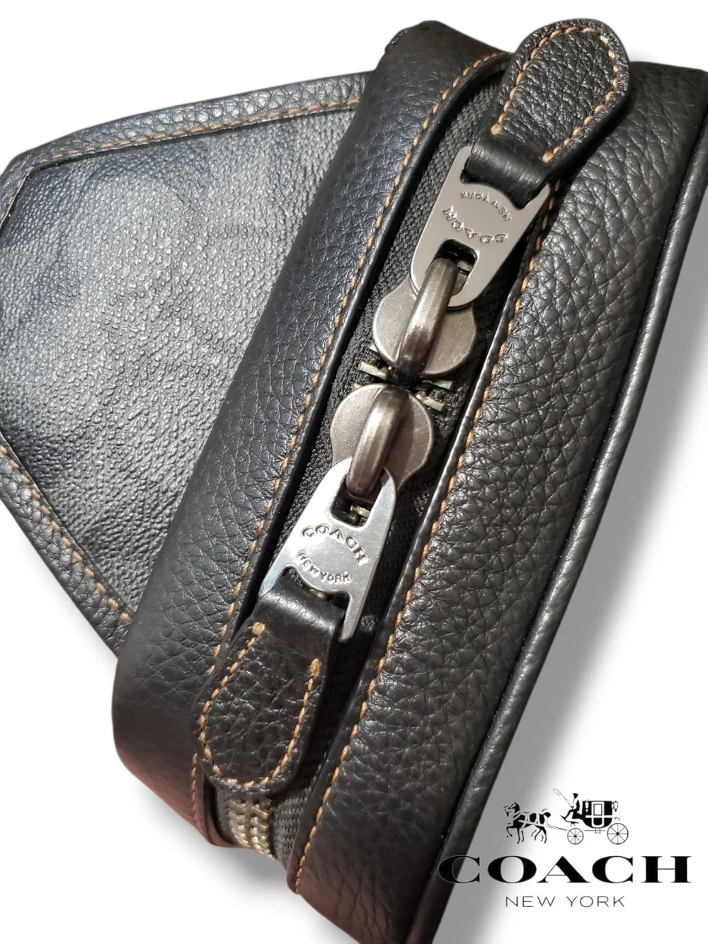Coach Sullivan Pack Blocked Signature Canvas Sling Bag Charcoal C9865